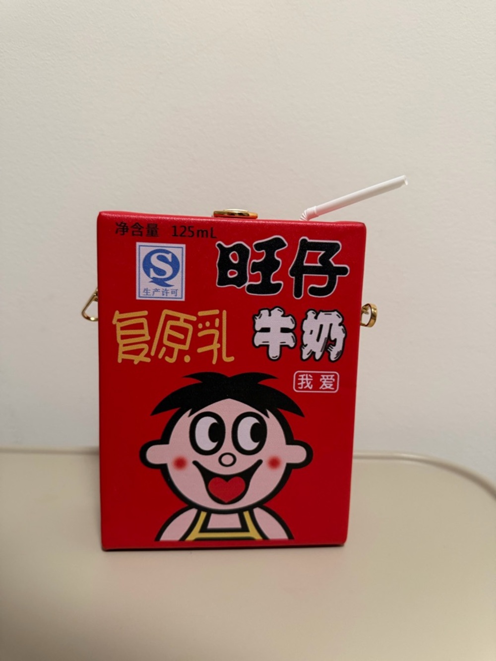 Red Cartoon Juice Box Crossbody Bag